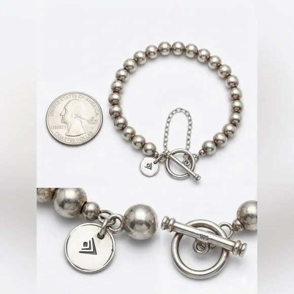 Silpada Retired B0059 925 Sterling Silver Ball Bead Toggle Bracelet - Picture 8 of 8